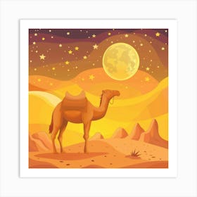 Camel In Desert 1 Art Print