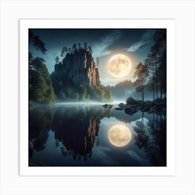  the moon art night Art Print