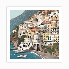 273632 Amalfi Coast, Italy Illustration Art Print Art Print