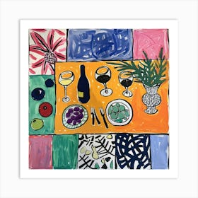 Table With Wine Matisse Style 10 Art Print