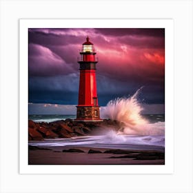 Lighthouse At Sunset 40 Art Print