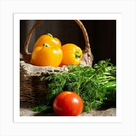 Assorted Vegetables Including Tomatoes Carrots Bell Peppers And Green Beans Harvested From A Gard (1) 2 Art Print