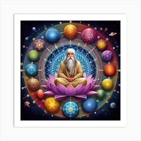 Guru In Lotus Lotus Art Print