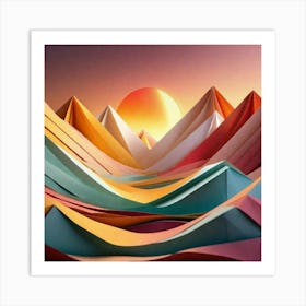 Colorful paper mountains Art Print