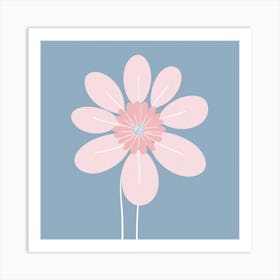 A White And Pink Flower In Minimalist Style Square Composition 600 Art Print