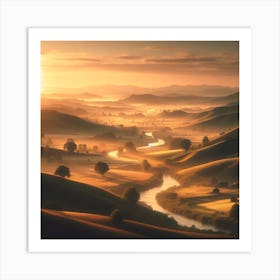 Sunset In The Countryside Art Print