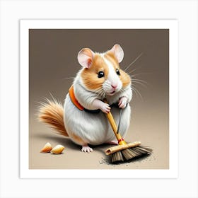 Hamster Cleaning Art Print