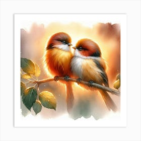 Two Birds On A Branch Art Print