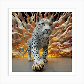 Leopard In Flames Art Print