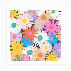 Crepe Paper Flowers At Midnight Square Art Print