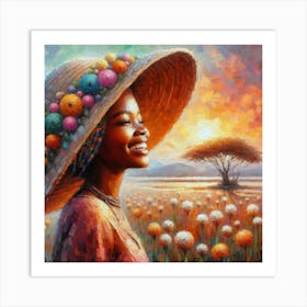 African Woman In A Hat Art Print