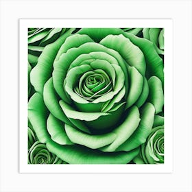 Green Roses 4 Art Print