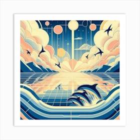 Dolphins In The Sky Art Print