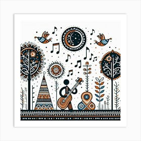 Folk Music Background Art Print