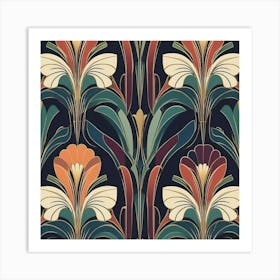 Deco Floral Wallpaper Art Print