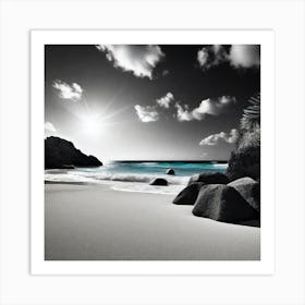 Black And White Beach 5 Art Print