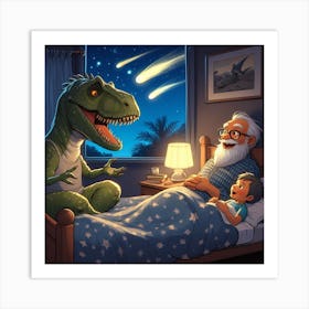 Dinosaurs In Bed Art Print