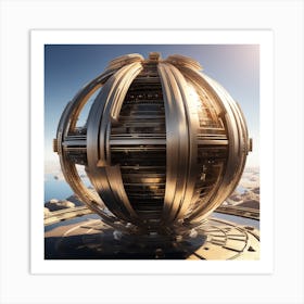 Imagine Earth Into Metallic Ball Space Station Art Print