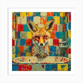 Fox In The Bath 1 Art Print