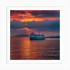 Sunset Ferry Art Print