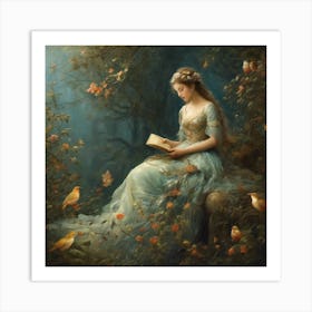 Girl Reading A Book Art Print