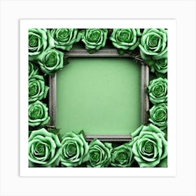Green Roses Frame 11 Art Print