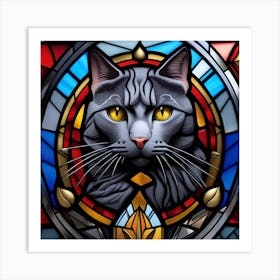 Cat, Pop Art 3D stained glass cat Barcelona limited edition 29/60 Art Print