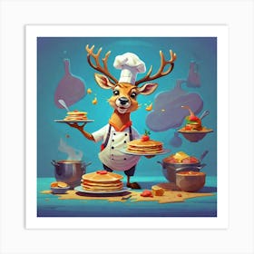 Chef Deer 13 Art Print