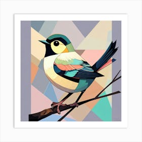 Cubism Art, Tit bird Art Print