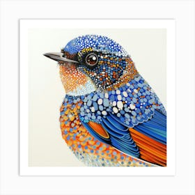 Blue And Orange Bird Art Print