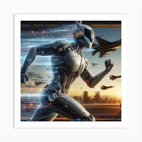 Futuristic Robot Running 3 Art Print