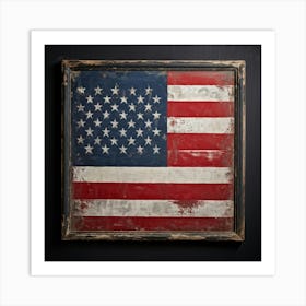 An Antique American Flag Resplendent With Immaculate Red Stars Scattered Against A Deep Blue Backgr (2) Art Print