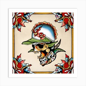 Skull In Hat Art Print