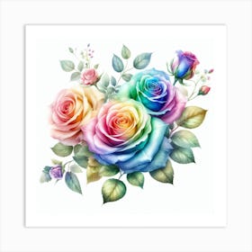 Rainbow roses 3 Art Print