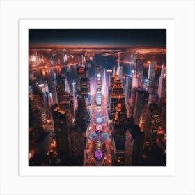 Cityscape At Night Art Print