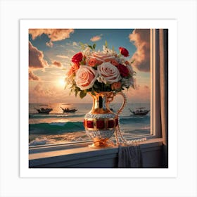 Roses On A Window Sill Art Print