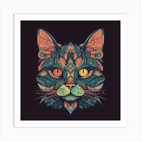 Psychedelic Cat Art Print