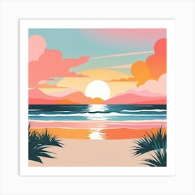 Sunset At The Beach 6 Art Print