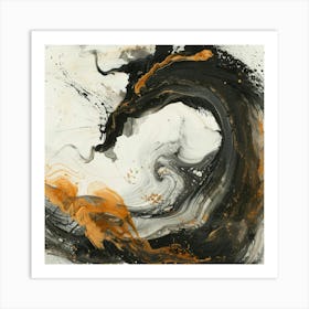 Black And Orange Wave Art Print