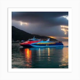 Sunset On A Ferry 31 Art Print