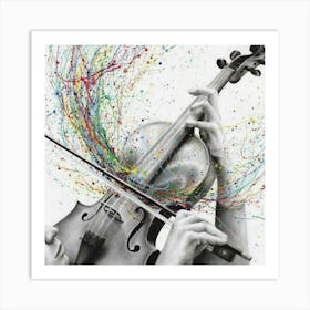 Violin With Splatters Art Print