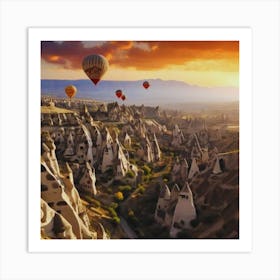 Sunset In Cappadocia Art Print