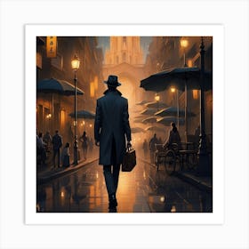 Man Walking Down The Street Art Print