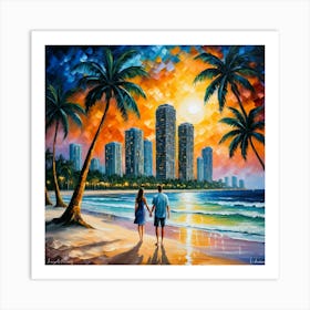 Couple On The Beach Art Print