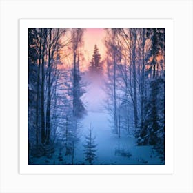 Firefly Dreamy Winter Forest With Ethereal Colorful Mist 56769 (3) Art Print