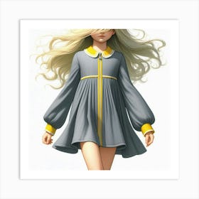 Girl With Long Hair 12 Art Print