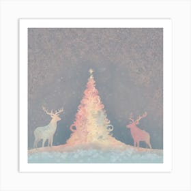 Christmas Tree With Deer, Christmas Tree, Christmas vector art, Vector Art, Christmas art Art Print