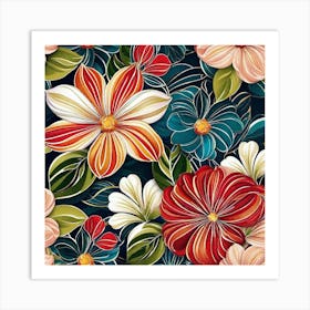 Floral Wallpaper 13 Art Print