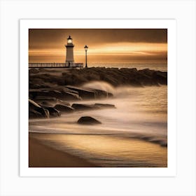 Lighthouse At Sunset 30 Art Print