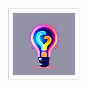 Light Bulb With Heart Art Print